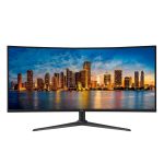 onn. 34″ Curved Ultrawide WQHD (3440 x 1440p) 100Hz Bezel-Less Office Monitor with Cable, Black, New