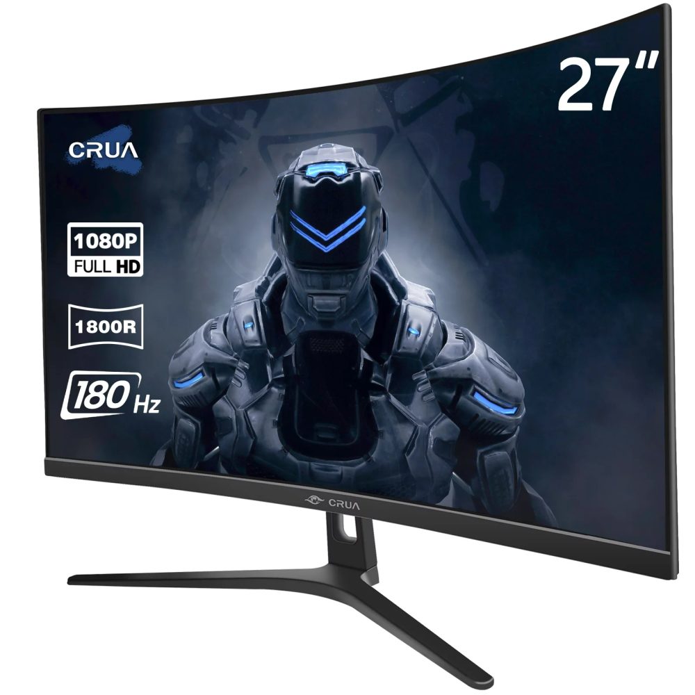 CRUA 27" 165Hz/180Hz Curved Gaming Monitor - FHD 1080P,AMD FreeSync,1800R Frameless Computer Monitor, 1ms GTG, DP&HDMI Port, Black