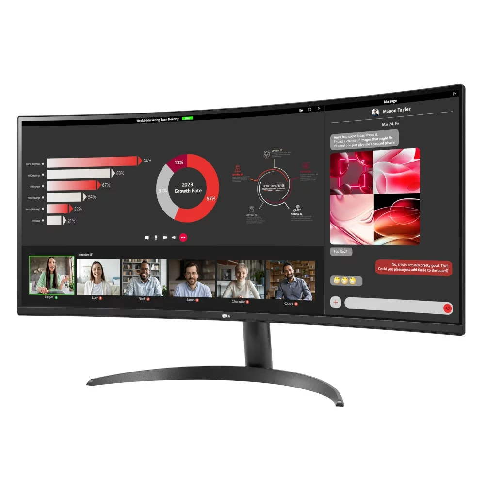 G 34 inch Curved Ultrawide™ WQHD (3440 x 1440) Monitor, Black- 34WR50QC-B, New