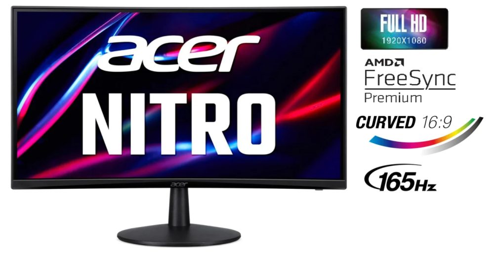 Acer Nitro 23.6" inch Curved Full HD Gaming Monitor (New) - Black (ED240Q Sbiip)