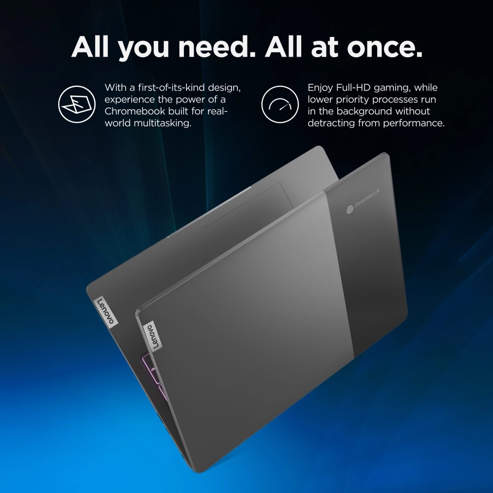 Lenovo Ideapad Gaming Chromebook Laptop, 16.0" WQXGA 2.5K IPS, Intel Core i3-1215U, 8GB RAM, 128GB eMMC, Storm Grey, 82V80009UX, Cloud Gaming