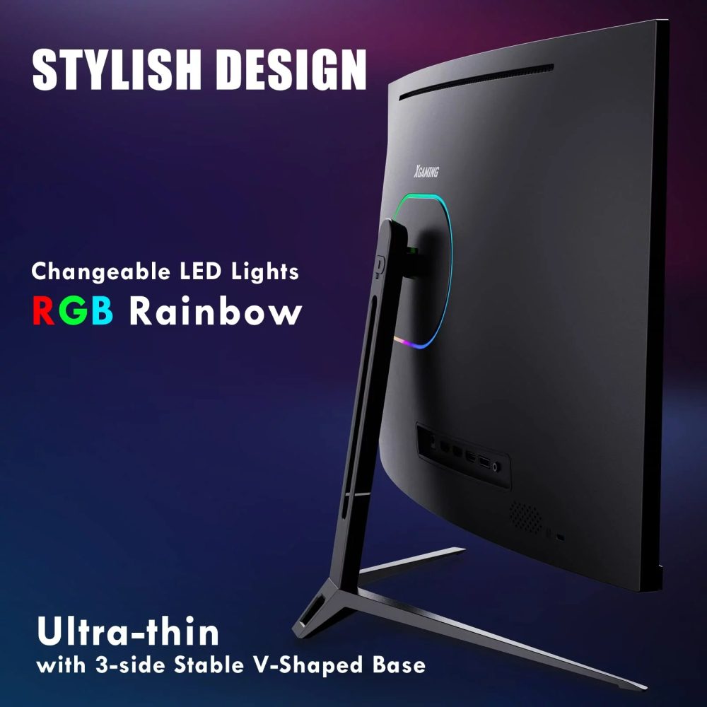 Xgaming 27-inch 165Hz/144Hz Curved Gaming Monitor, Ultra Wide 16:9 1440p PC Monitor for Laptop with 2*Speakers, 1ms AMD, QHD2K(2560 x 1440p) HDR Computer Monitor Support VESA, HDMI&DP, Metal Black