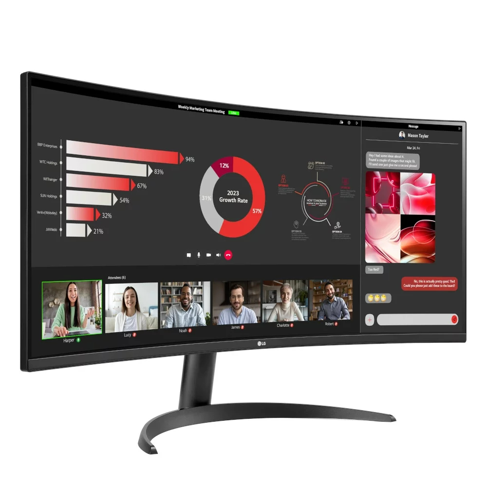 G 34 inch Curved Ultrawide™ WQHD (3440 x 1440) Monitor, Black- 34WR50QC-B, New