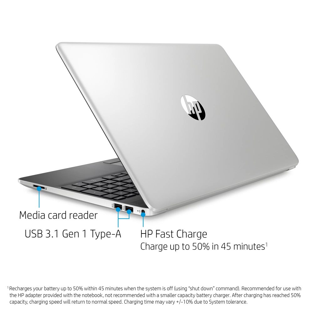 HP 15 Laptop, 15.6" HD Display, Intel Core i5-8265U, Intel UHD Graphics, 8GB, 256GB SSD, Natural Silver, 15-dw0054wm