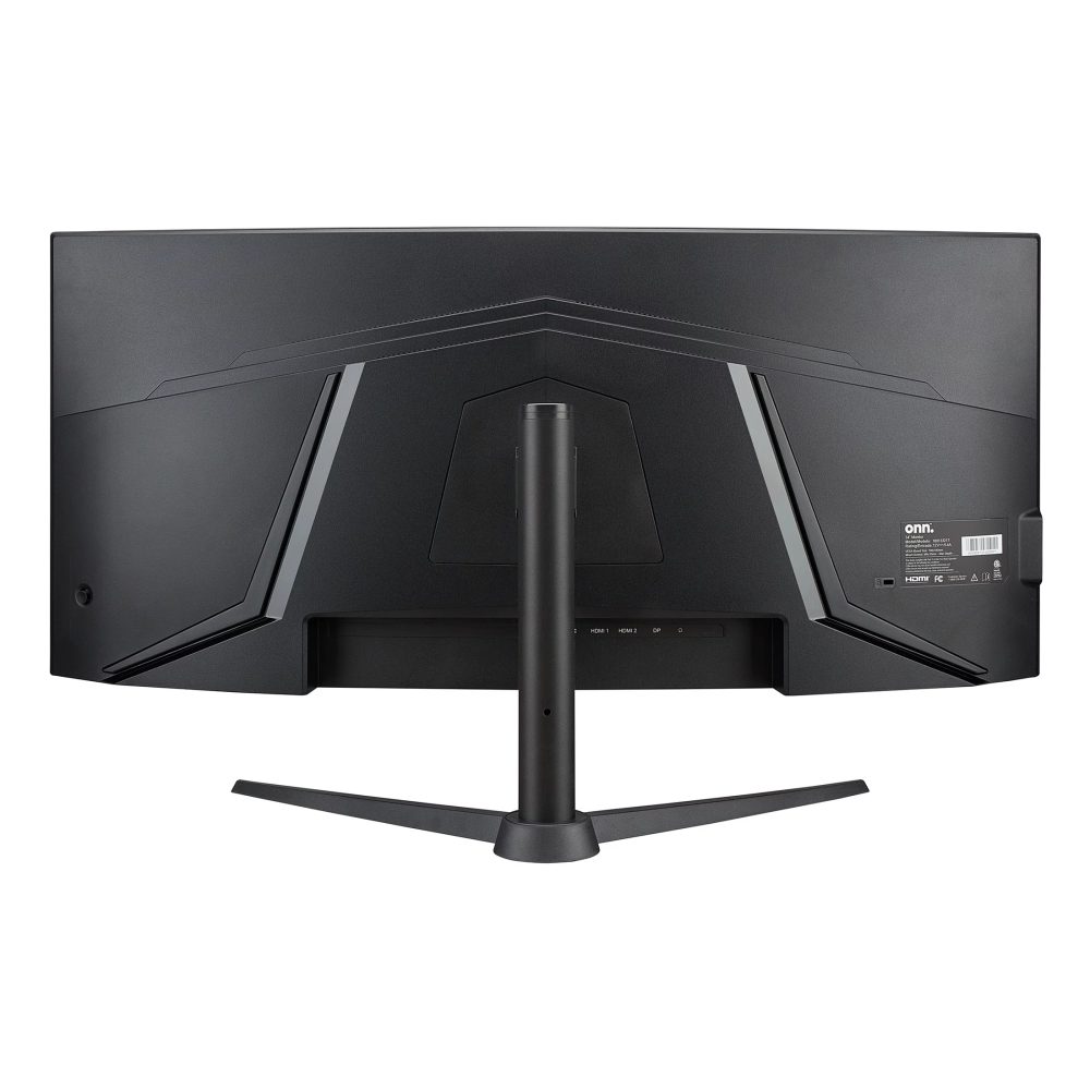 onn. 34" Curved Ultrawide WQHD (3440 x 1440p) 100Hz Bezel-Less Office Monitor with Cable, Black, New