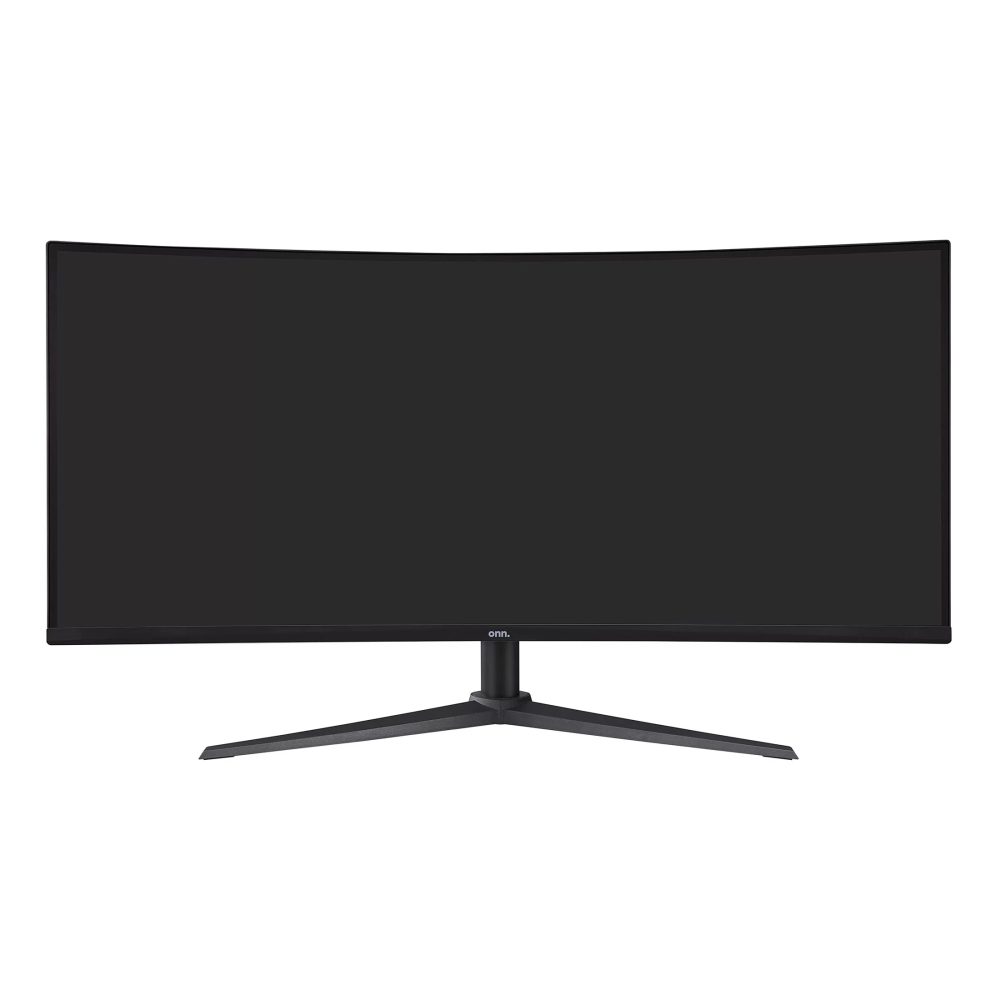 onn. 34" Curved Ultrawide WQHD (3440 x 1440p) 100Hz Bezel-Less Office Monitor with Cable, Black, New
