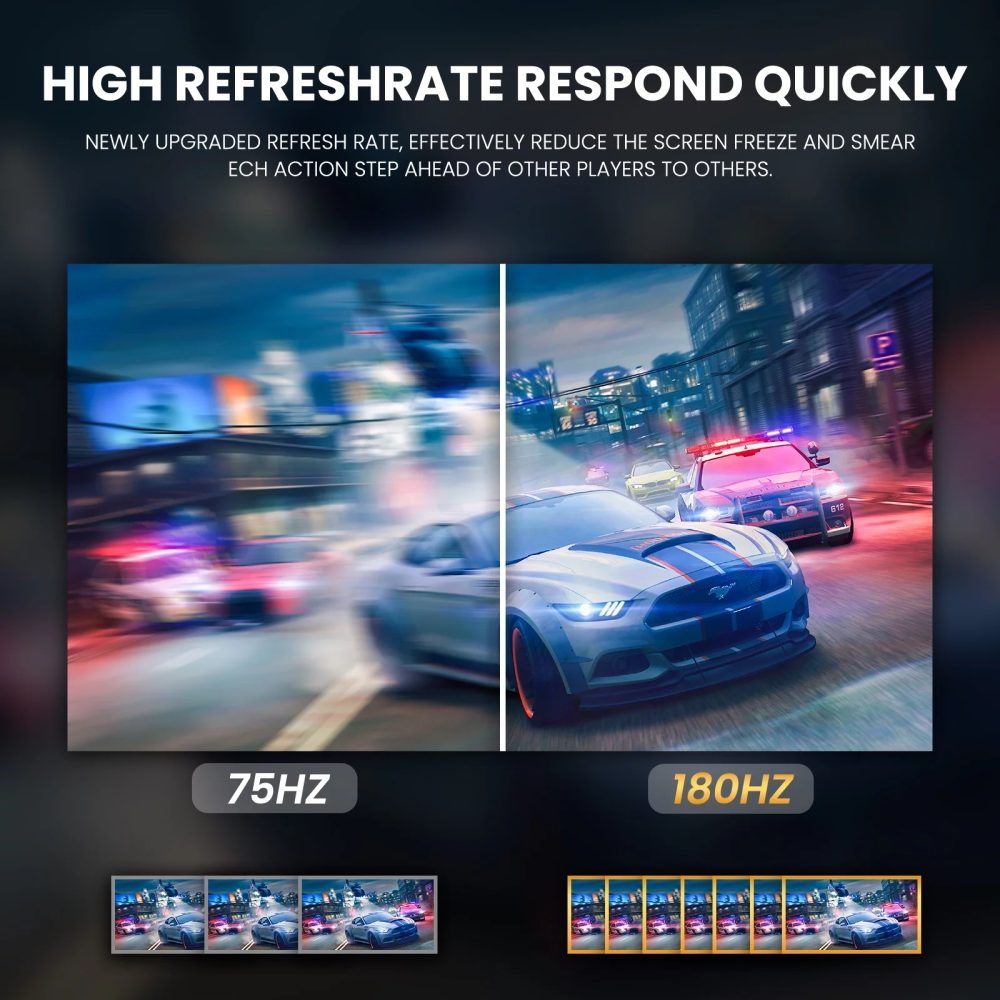 CRUA 24" 165Hz/180Hz Curved Gaming Monitor - FHD 1080P Frameless Computer Monitor, AMD FreeSync, Low Motion Blur,DP&HDMI Port, Black