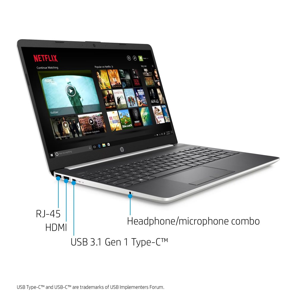 HP 15 Laptop, 15.6" HD Display, Intel Core i5-8265U, Intel UHD Graphics, 8GB, 256GB SSD, Natural Silver, 15-dw0054wm