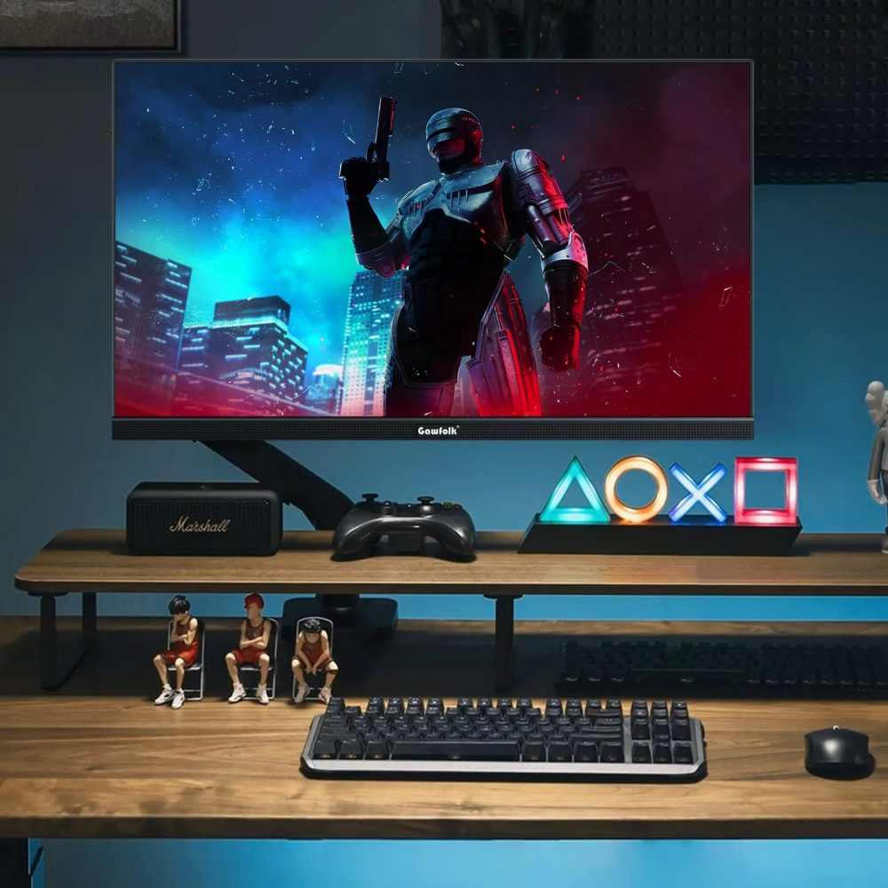 Gawfolk 22" Curved Monitor, FHD 1080p 75Hz Ultra-Thin Bezel-less VA Display, HDMI VGA Computer Monitor Home Office Movies