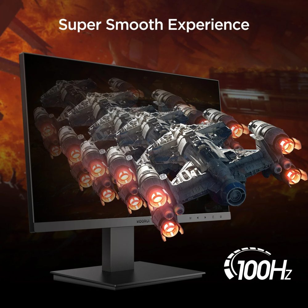 KOORUI 24 Inch Computer Gaming Monitor, Build-in Speakers, IPS Display FHD 1080p 100Hz, HDMI&VGA,VESA Mountable