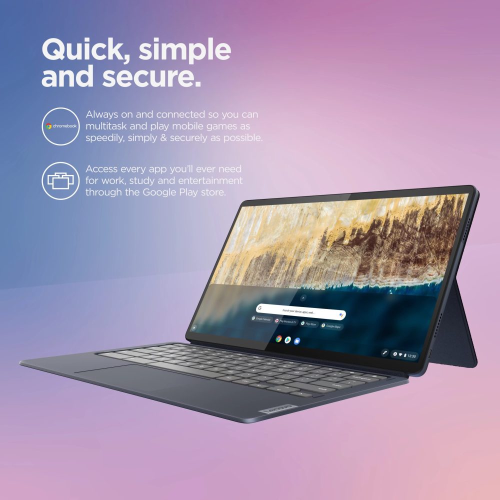 Lenovo Ideapad Duet 5 Chromebook Laptop, 13.3" FHD OLED Touchscreen, Qualcomm Snapdragon SC7180, 4GB RAM, 128GB SSD, Abyss Blue, 82QS0001US