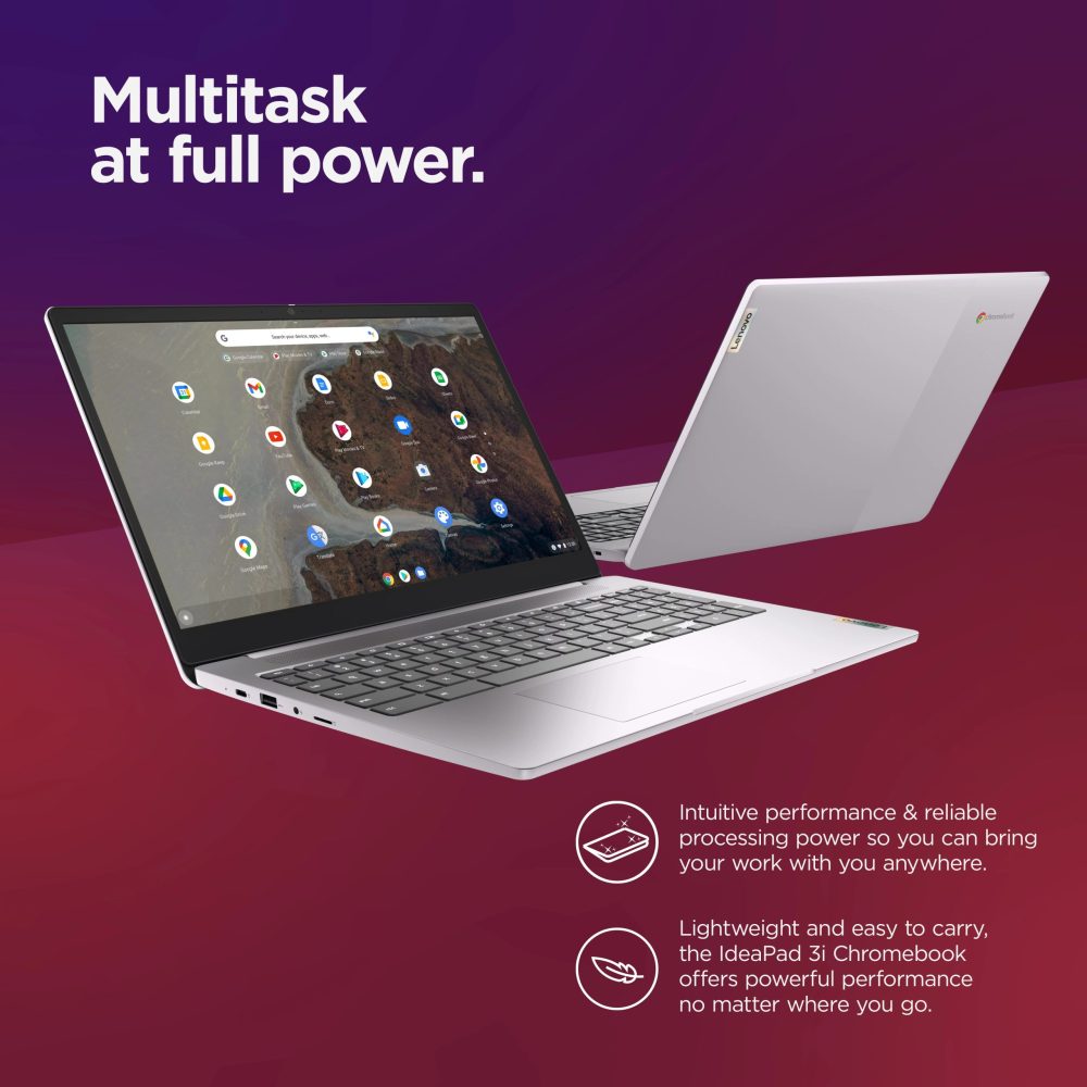 Lenovo Ideapad 3i Chromebook, 15.6" FHD, Intel Celeron N4500, 4GB RAM, 64GB eMMC, Arctic Grey, 82N4002HUS