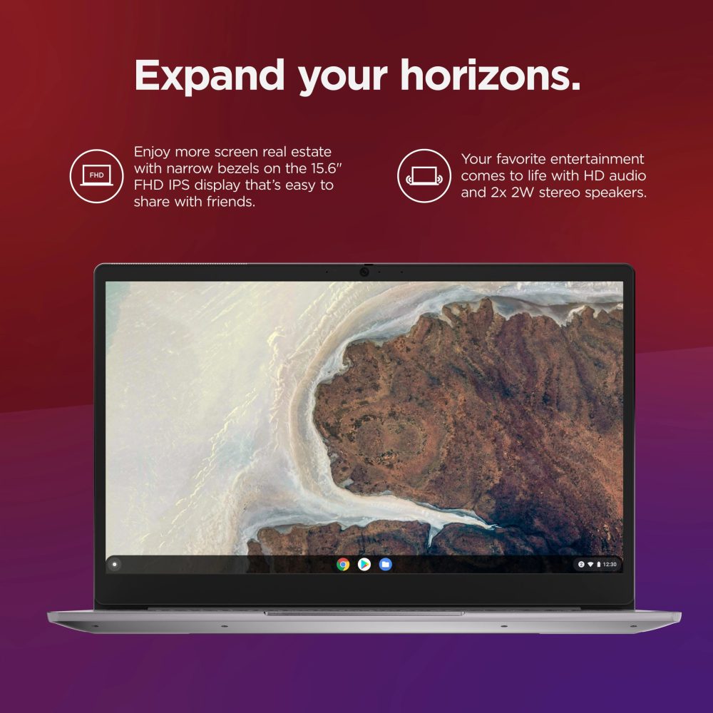 Lenovo Ideapad 3i Chromebook, 15.6" FHD, Intel Celeron N4500, 4GB RAM, 64GB eMMC, Arctic Grey, 82N4002HUS