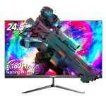 Gawfolk 24.5 Inch Curved Gaming Monitor, 180hz/165hz FHD(1080P) PC Monitor, Frameless VA Display with sRGB 100%, Eye Care, DP/HDMI, Wall Mount Compatible – Black