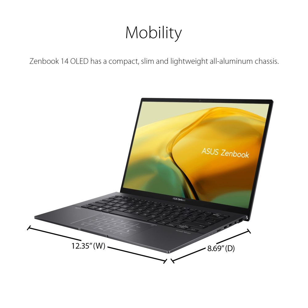 ASUS Zenbook 14” OLED Touch PC Laptop, AMD Ryzen 7 7730U, 16GB, 512GB, Windows 11, UM3402YA-WS74T