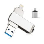 Flash Drive for iPhone, with Lanyard,KEXIN 128GB USB 3.0 IOS Memory Stick for iPhone / iPad / Android / Computer, 3-in-1, White