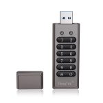 64GB 256-bit Encrypted USB Drive Password Secure Flash Drive USB3.0 U Disk Support ResetWipeAuto Lock Function, Grey